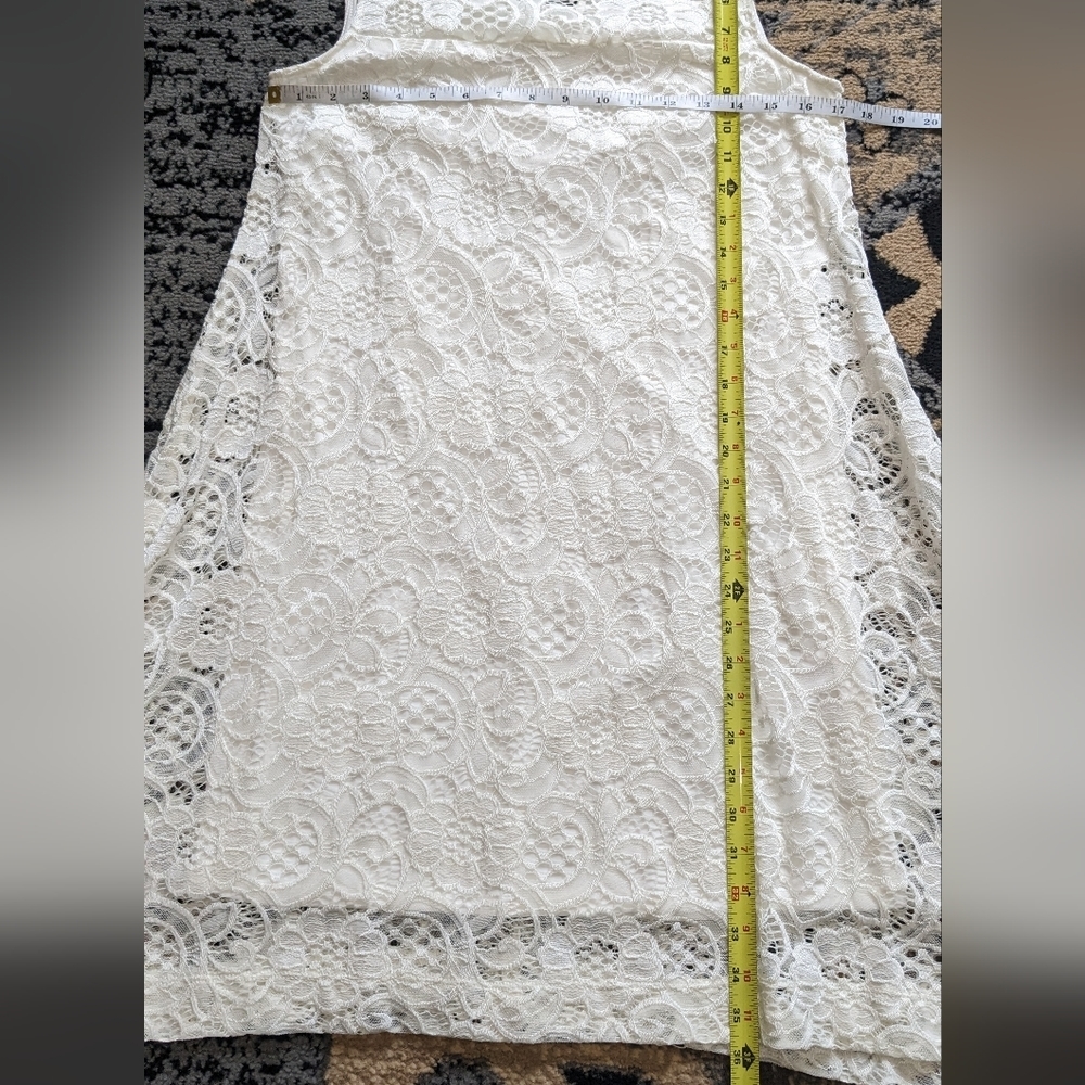 Cb Established 1962 White Lace Dress Size Medium Sleeveless Lined Midi - Picture 10 of 14